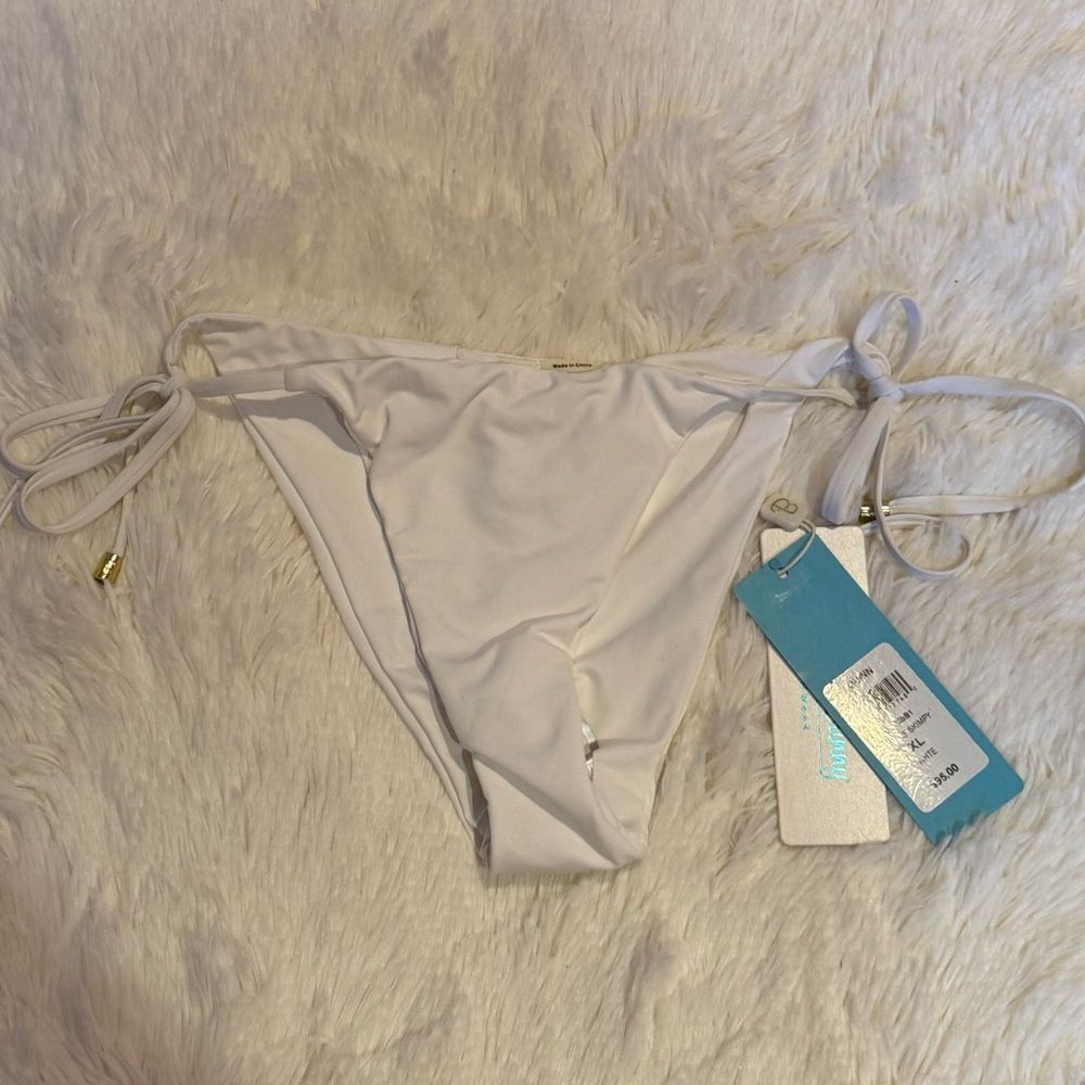 Beach Bunny Quinn White Bikini Bottom with Side Ties